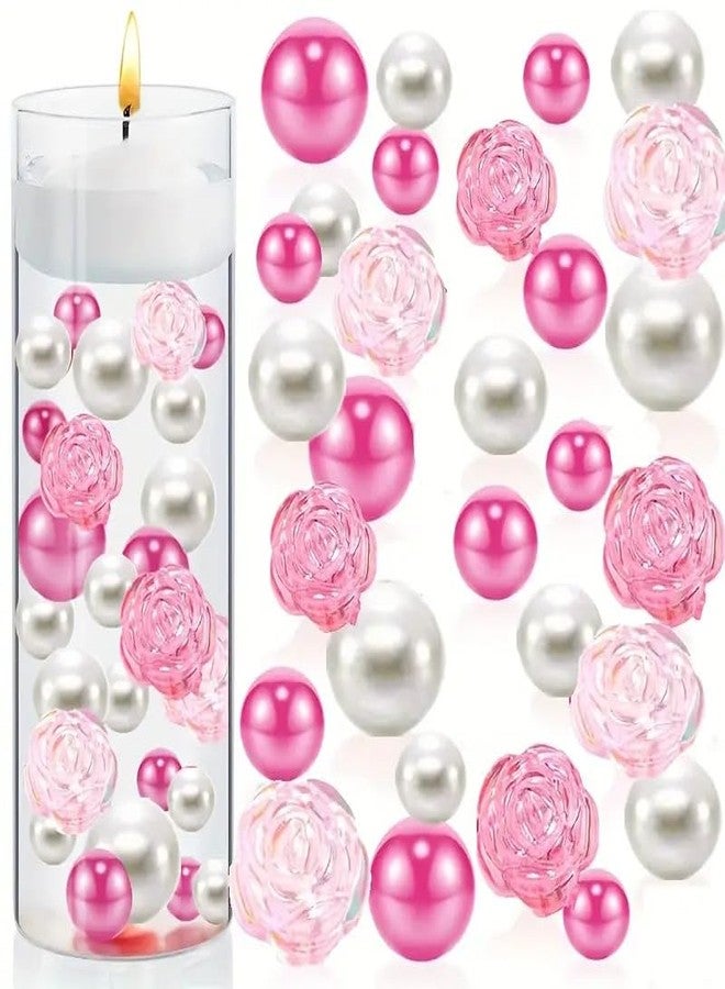 werdecade 76 Pcs Vase Filler Acrylic Pink Rose Candy Cane Peppermint Gems Sensory Bin Fillers for Wedding Spring Summer Centerpieces Table Decorations,Table Scatters,Easter Craft - Image 1